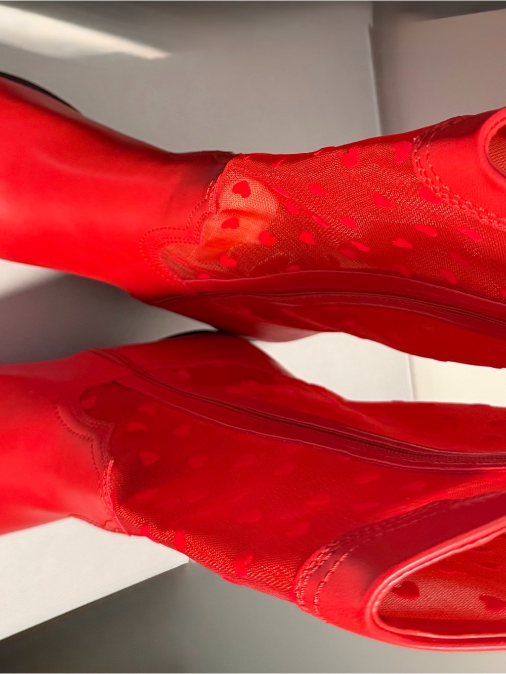 Amazon Red Mesh Heart Western-Heel Boots - Picture 3 of 3